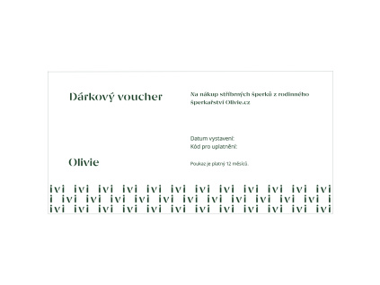 Elektronický dárkový poukaz na nákup šperků na Olivie.cz