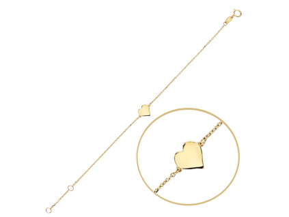 MINET Zlatý náramek srdíčko Au 585/1000