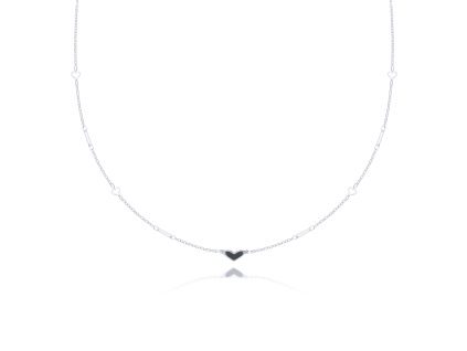 MOISS náhrdelník z bílého zlata SRDCE ONYX