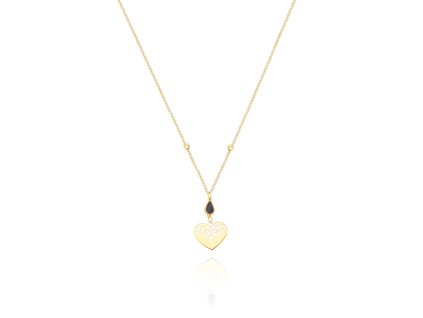 MOISS náhrdelník ze žlutého zlata SRDCE ONYX