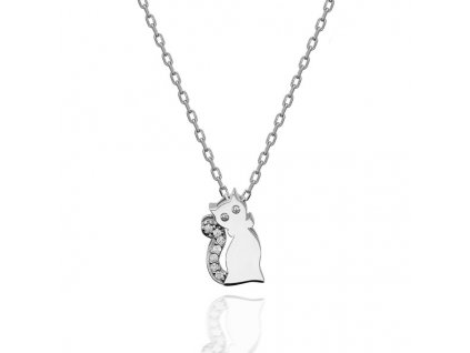 Stříbrný náhrdelník KOČKA se Swarovski krystaly od OLIVIE. Luxusní dárek pro ženu.