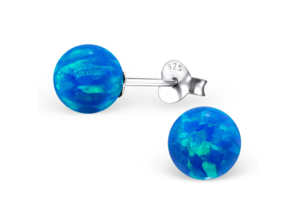 Stříbrné kuličky s opálem PACIFIC BLUE 7 mm