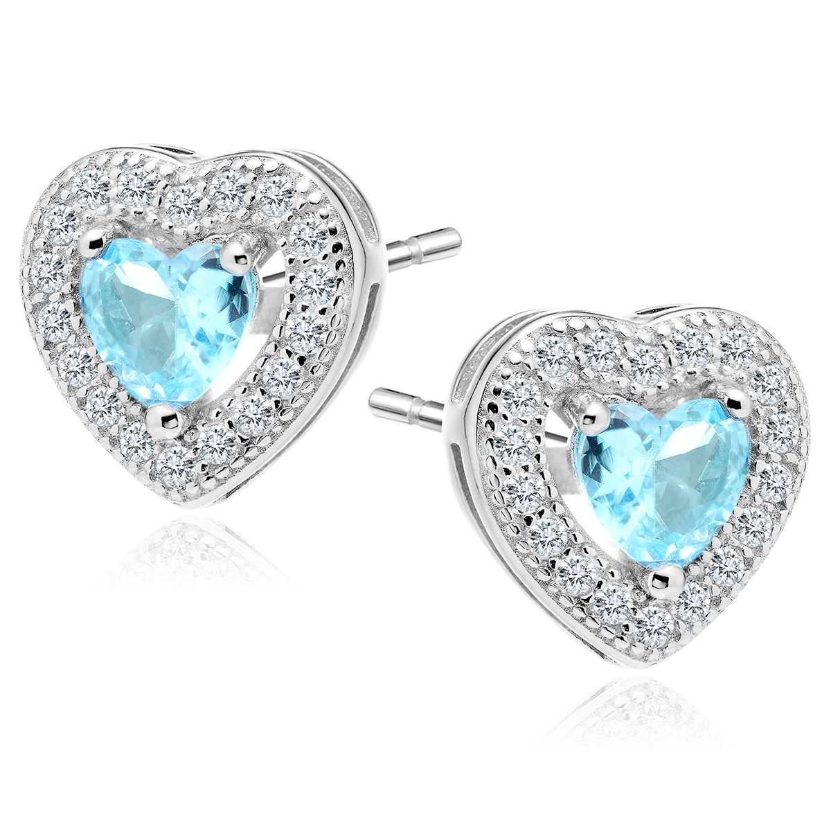 Olivie Stříbrné akvamarínové náušnice SRDÍČKO 3019