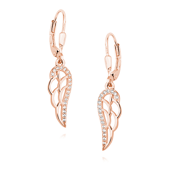 OLIVIE Stříbrné náušnice KŘÍDLO ROSE 3072 Ag 925; ≤2 g.