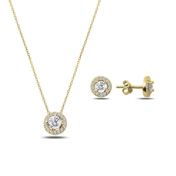 OLIVIE Sada stříbrných šperků ZIRKON GOLD 3173 Ag 925; ≤3 g.