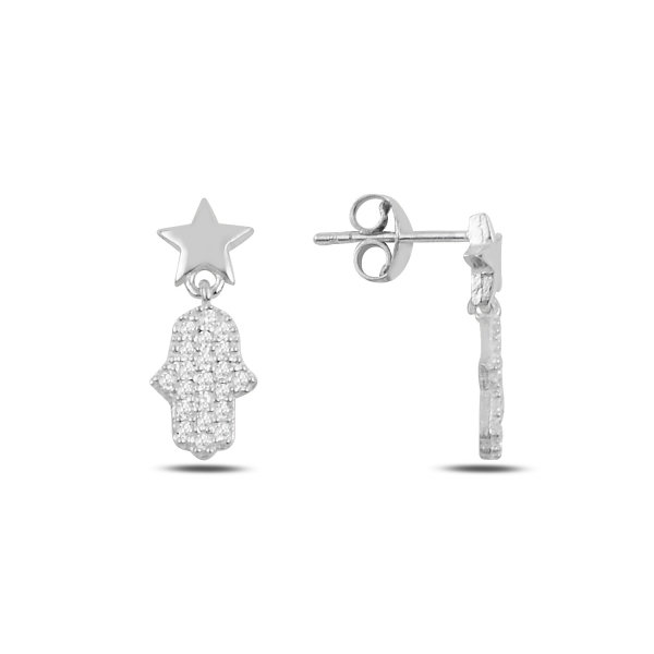 OLIVIE Stříbrné náušnice HAMSA 3547 Ag 925; ≤1,4 g.