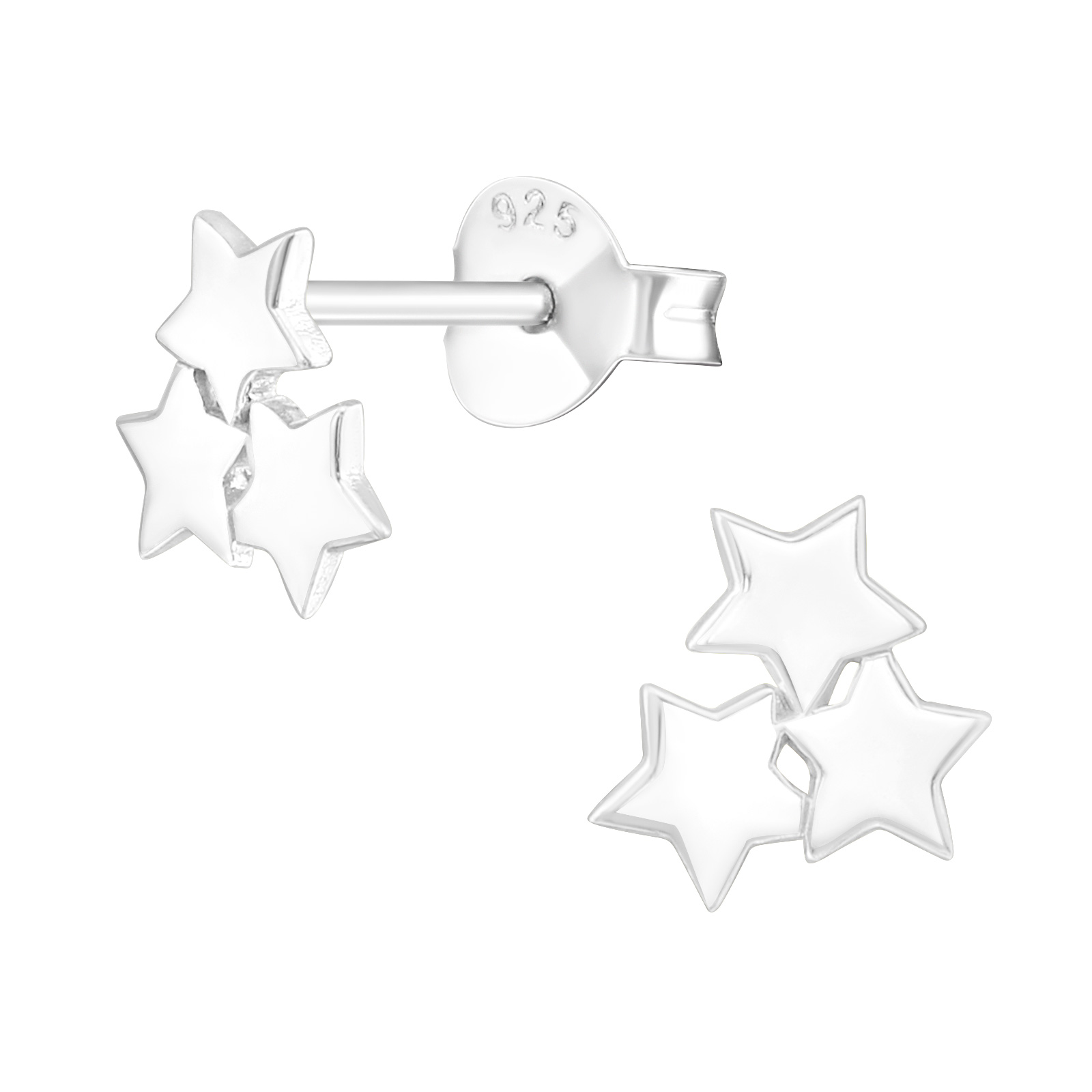 OLIVIE Stříbrné náušnice HVĚZDIČKY 3617 Ag 925; ≤0,6 g.