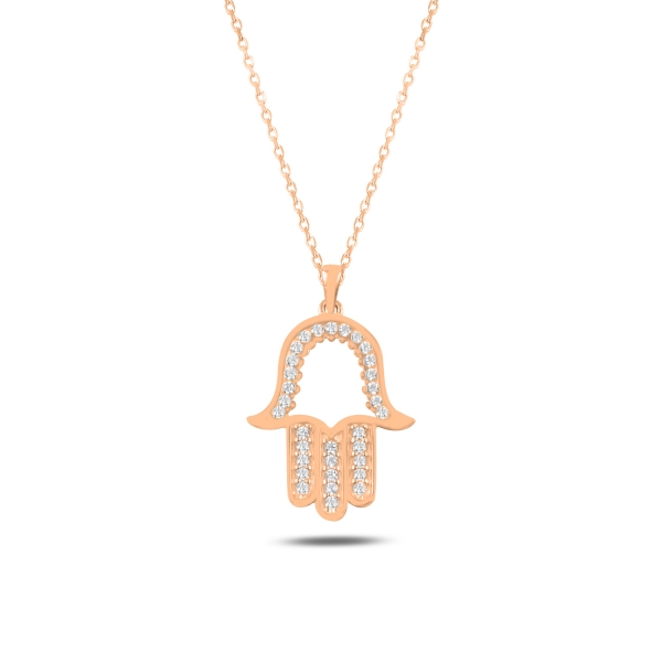 OLIVIE Stříbrný náhrdelník HAMSA ROSE 3860 Ag 925; ≤2,2 g.