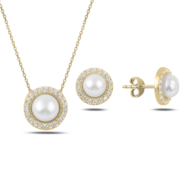 OLIVIE Stříbrná sada GOLD PERLA 3915 Ag 925; ≤3,7 g.