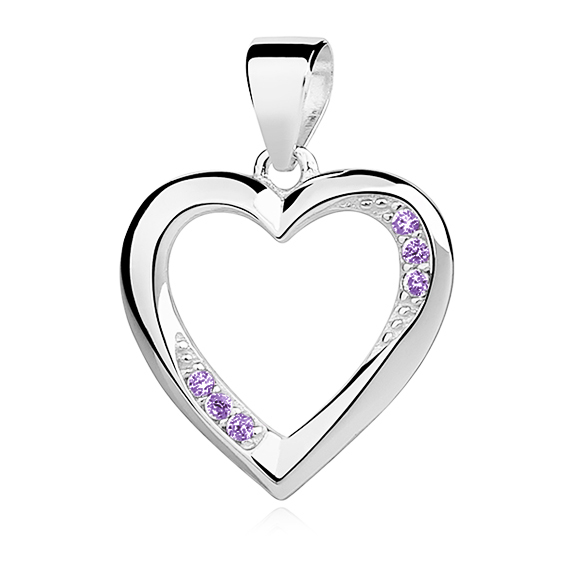 OLIVIE Stříbrný přívěsek SRDCE VIOLET 3933 Ag 925; ≤1,3 g