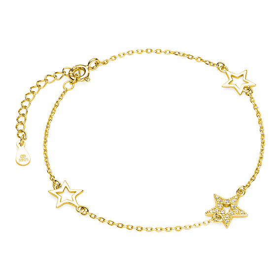 OLIVIE Stříbrný náramek HVĚZDY GOLD 4267 Ag 925; ≤1,4 g.