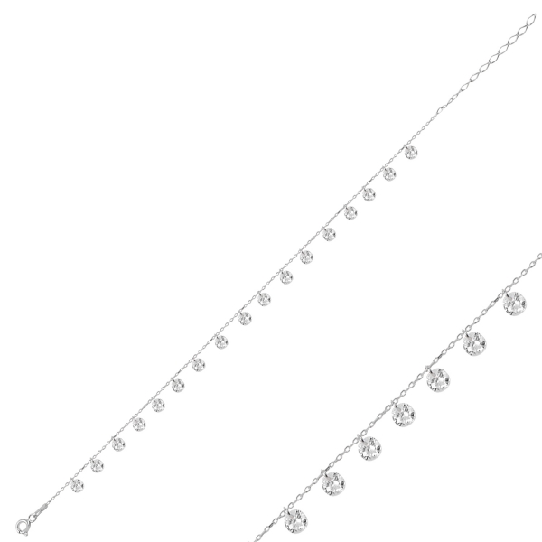 OLIVIE Stříbrný řetízek na nohu se zirkony 4286 Ag 925; ≤2,8 g.