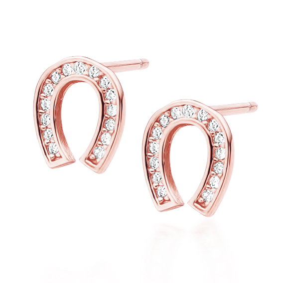 OLIVIE Stříbrné náušnice PODKOVA ROSE 4465 Ag 925; ≤0,8 g.