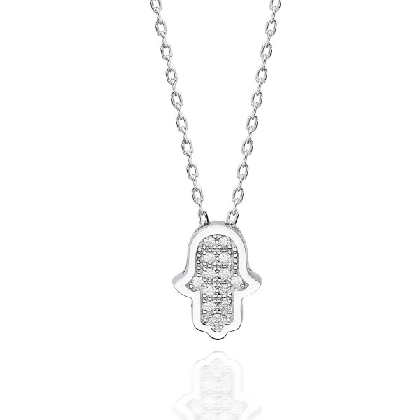 OLIVIE Stříbrný náhrdelník HAMSA se SWAROVSKI 4481