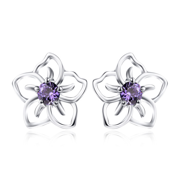 OLIVIE Stříbrné náušnice VIOLET 4679 Ag 925; ≤1 g.
