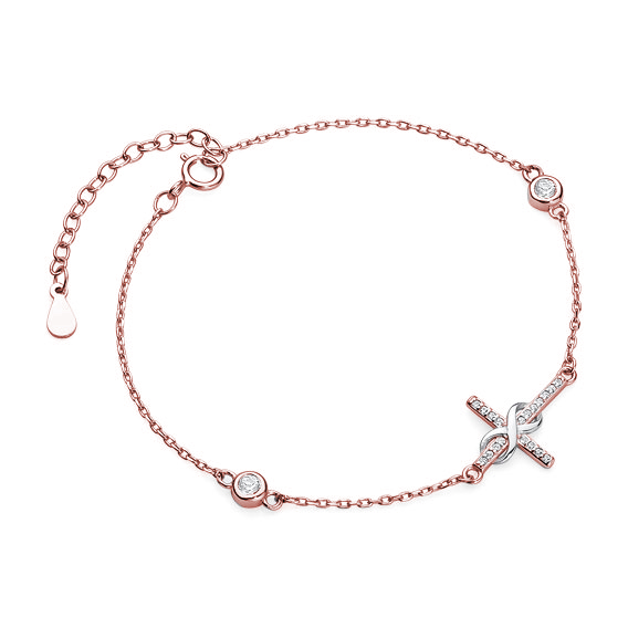 OLIVIE Stříbrný náramek ROSE KŘÍŽEK NEKONEČNO 4830 Ag 925; ≤1,6 g.