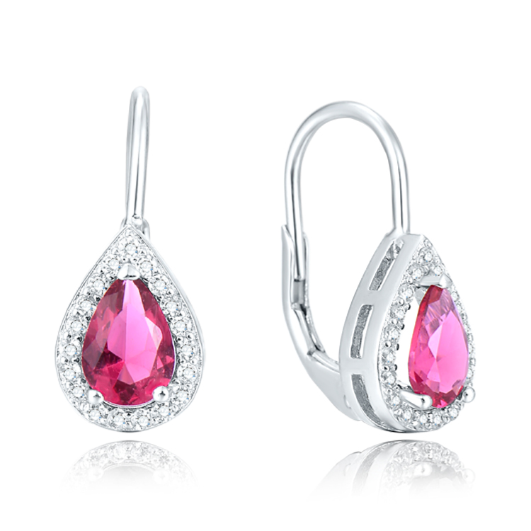 OLIVIE Stříbrné náušnice KAPKA RED 4850 Ag 925; ≤2,6 g.