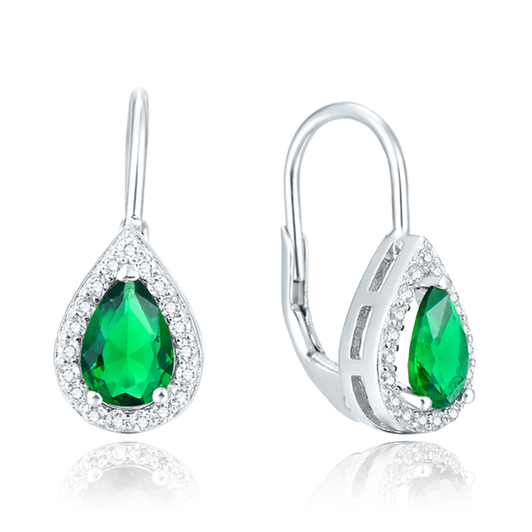OLIVIE Stříbrné náušnice KAPKA GREEN 4853 Ag 925; ≤2,6 g.