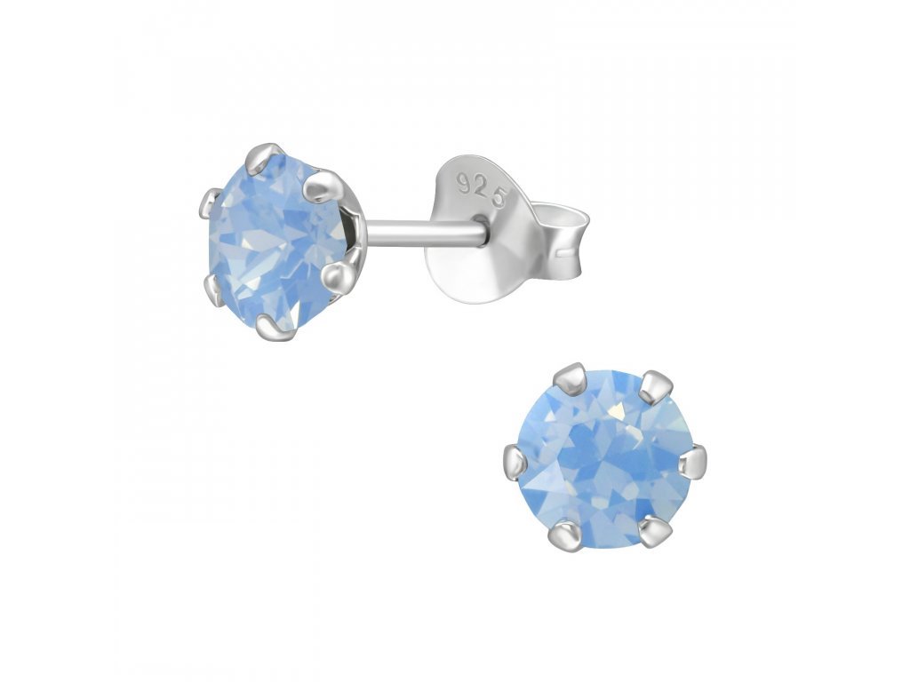 OLIVIE Stříbrné 6mm pecky Swarovski BLUE 4932 Ag 925; ≤0,4 g.