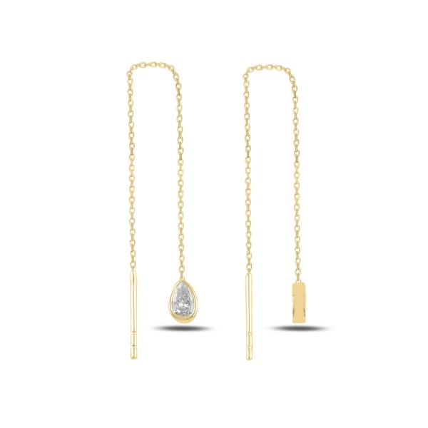 OLIVIE Stříbrné řetízkové náušnice KAPKA GOLD 5041 Ag 925; ≤0,9 g.