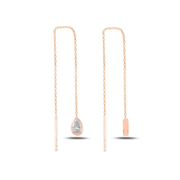 OLIVIE Stříbrné řetízkové náušnice KAPKA ROSE 5040 Ag 925; ≤0,9 g.