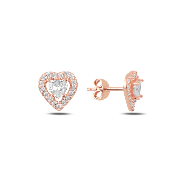 OLIVIE Stříbrné náušnice SRDCE ROSE 5035 Ag 925; ≤1,4 g.