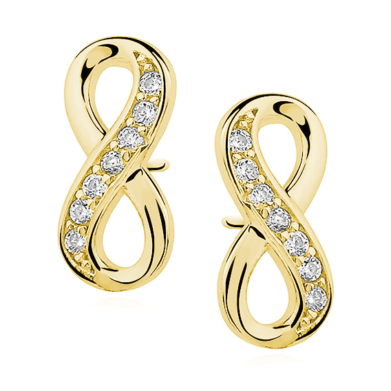 OLIVIE Stříbrné náušnice NEKONEČNO GOLD 5283 Ag 925; ≤1,1 g.