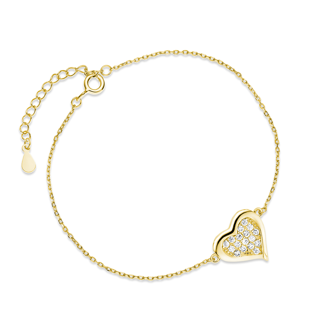 OLIVIE Stříbrný náramek SRDÍČKO GOLD 5472 Ag 925; ≤1,6 g.