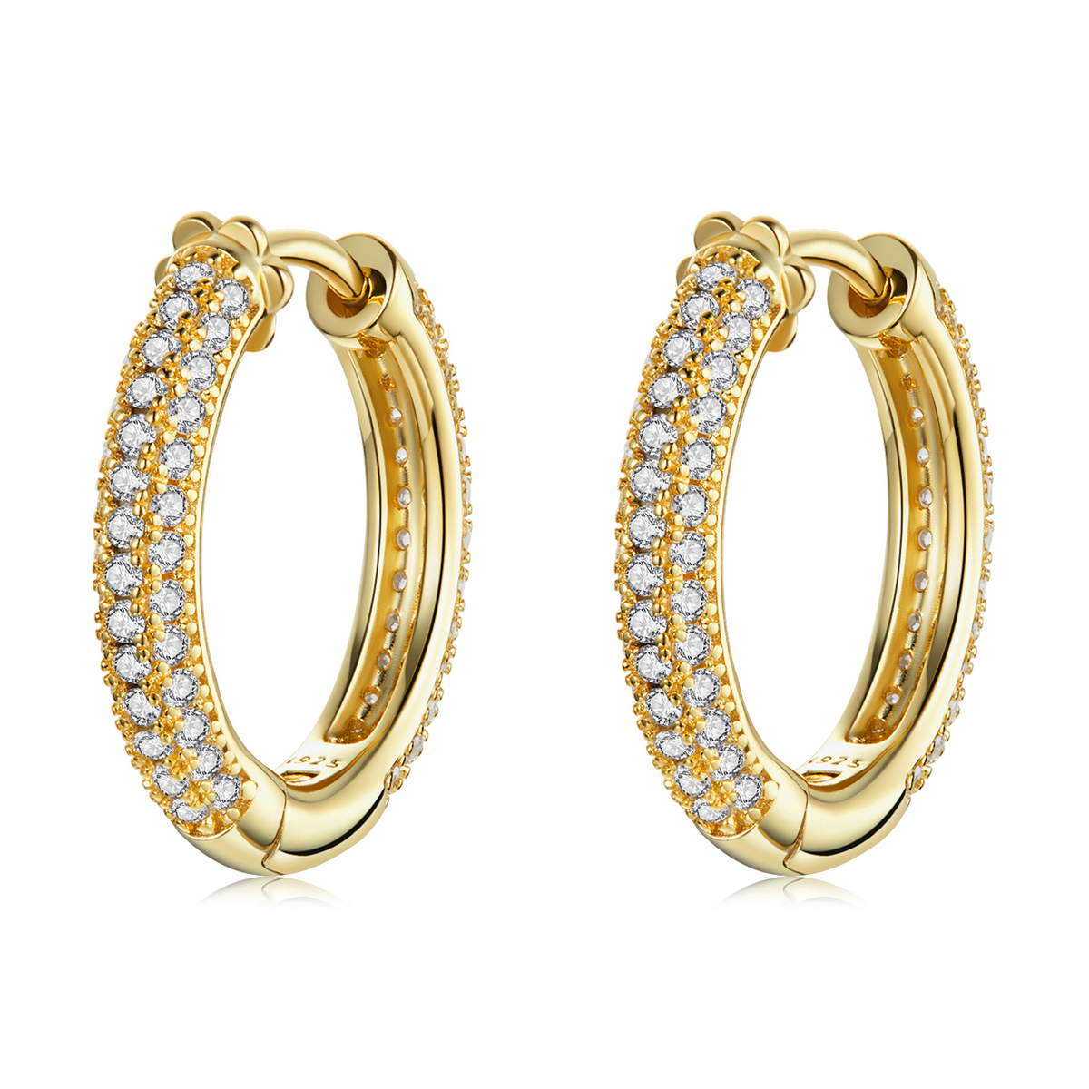OLIVIE Stříbrné náušnice 1,7cm KRUHY GOLD 5790 Ag 925; ≤3,5 g.