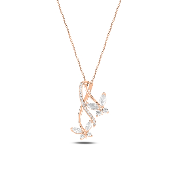 OLIVIE Stříbrný MOTÝLÍ NÁHRDELNÍK ROSE 5819 Ag 925; ≤3 g.