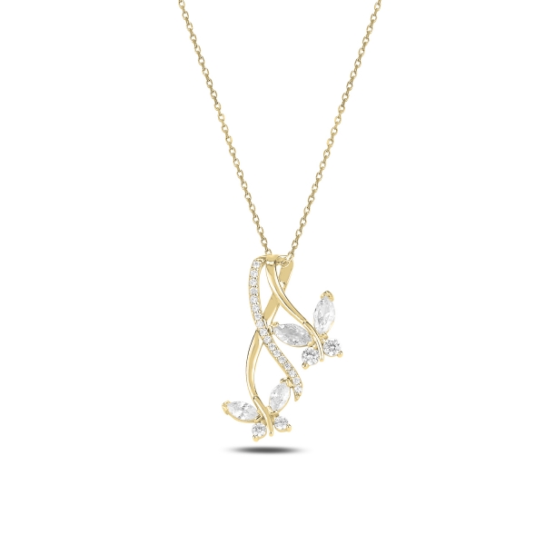 OLIVIE Stříbrný MOTÝLÍ NÁHRDELNÍK GOLD 5820 Ag 925; ≤3 g.