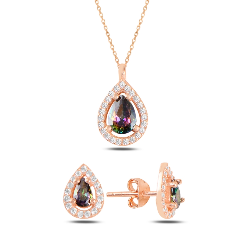 OLIVIE Stříbrná souprava MYSTIC TOPAZ ROSE 5731 Ag 925; ≤3,5 g.