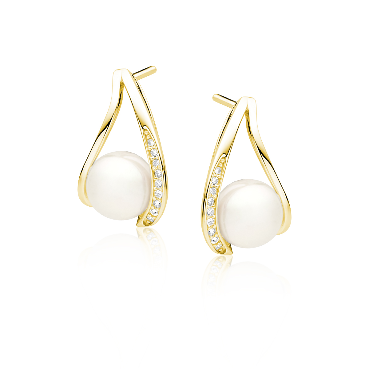 OLIVIE Stříbrné náušnice PERLA GOLD 5947 Ag 925; ≤3,1 g.