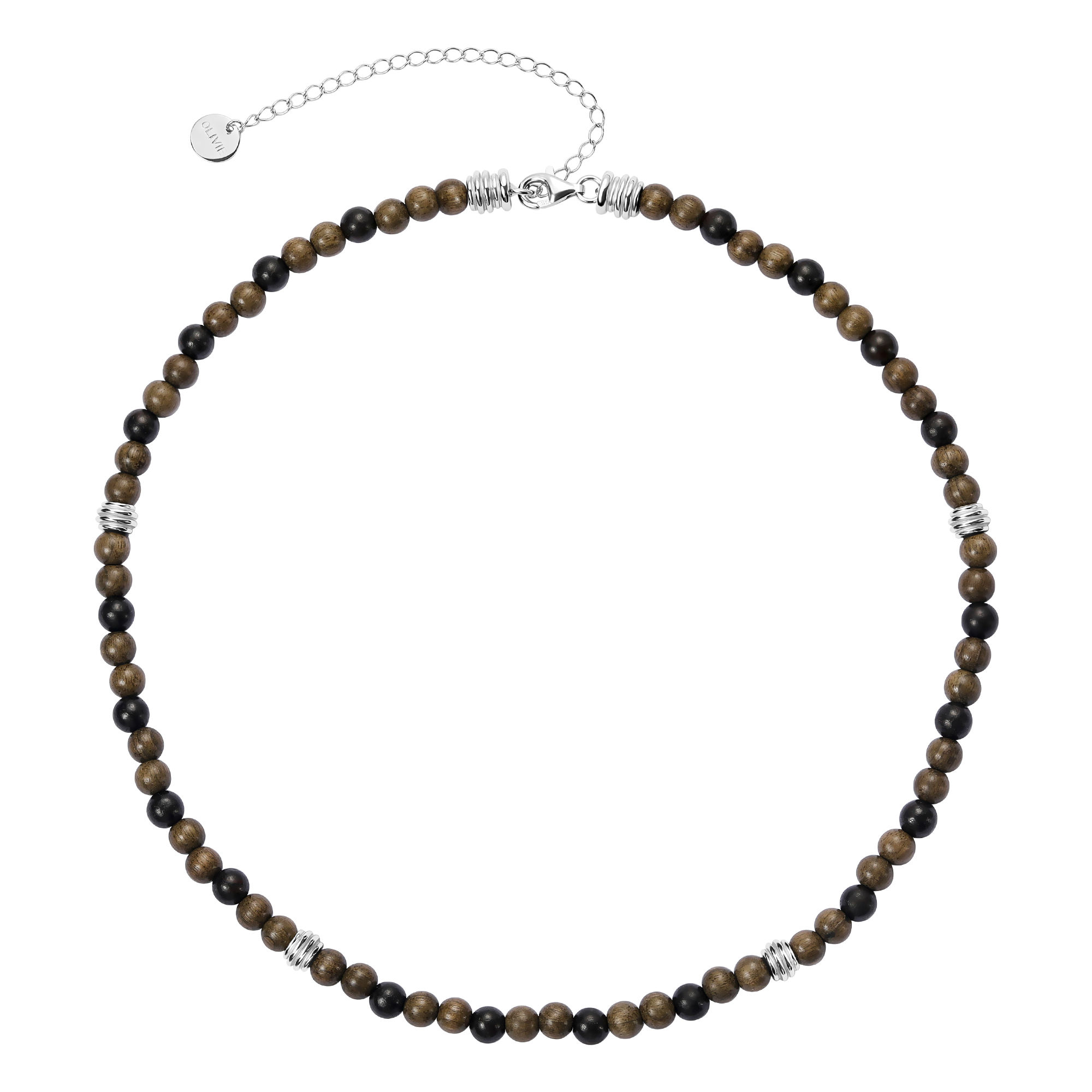 OLIVIE Korálkový náhrdelník WOOD 6005 Ag 925; ≤16,8 g.