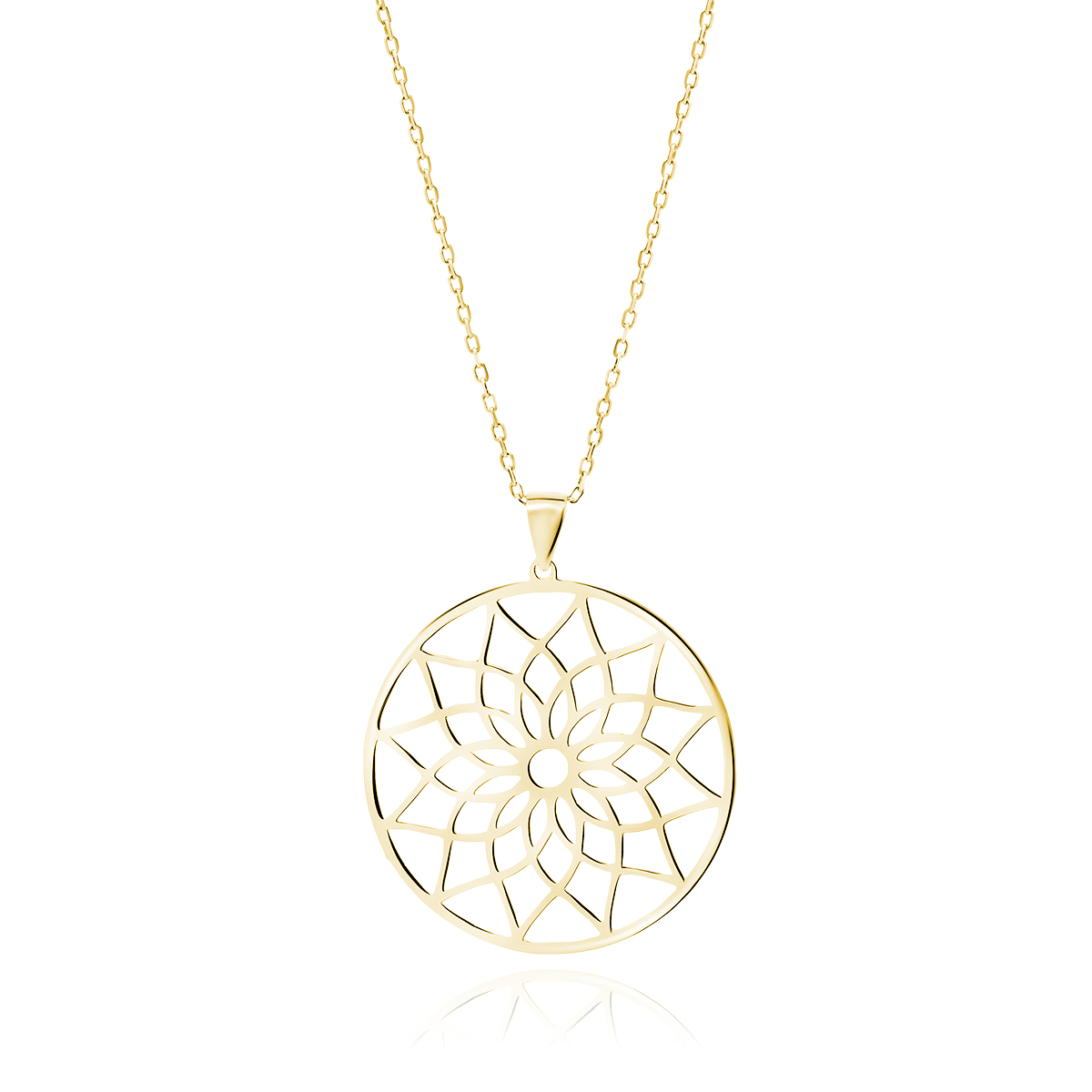OLIVIE Stříbrný náhrdelník MANDALA GOLD 7039 Ag 925; ≤3 g.
