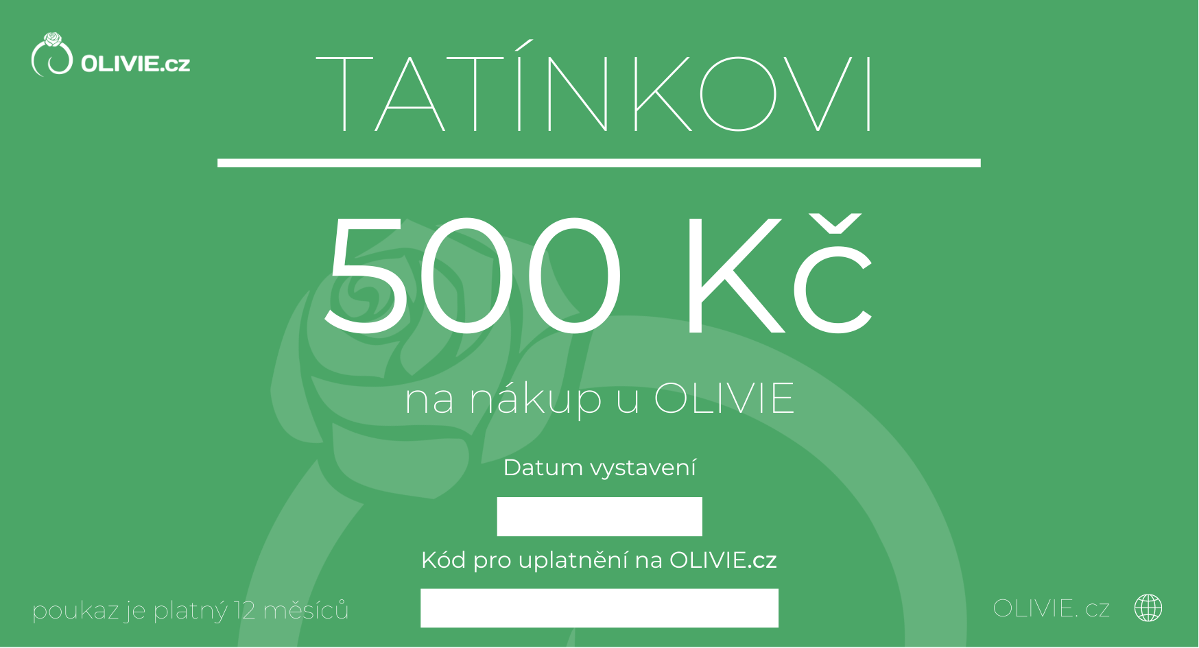 OLIVIE Elektronický dárkový poukaz TATÍNKOVI Hodnota: 500 Kč