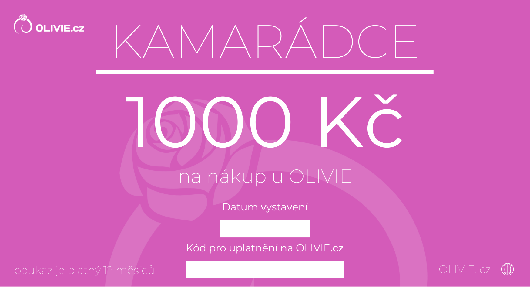 OLIVIE Elektronický dárkový poukaz KAMARÁDCE Hodnota: 1000 Kč