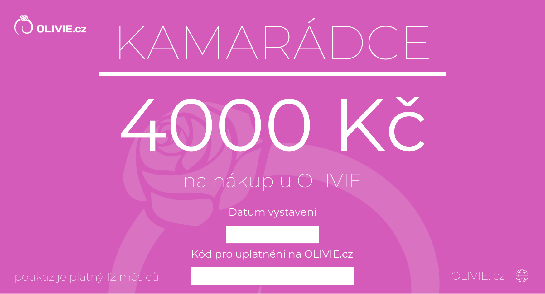 OLIVIE Elektronický dárkový poukaz KAMARÁDCE Hodnota: 4000 Kč