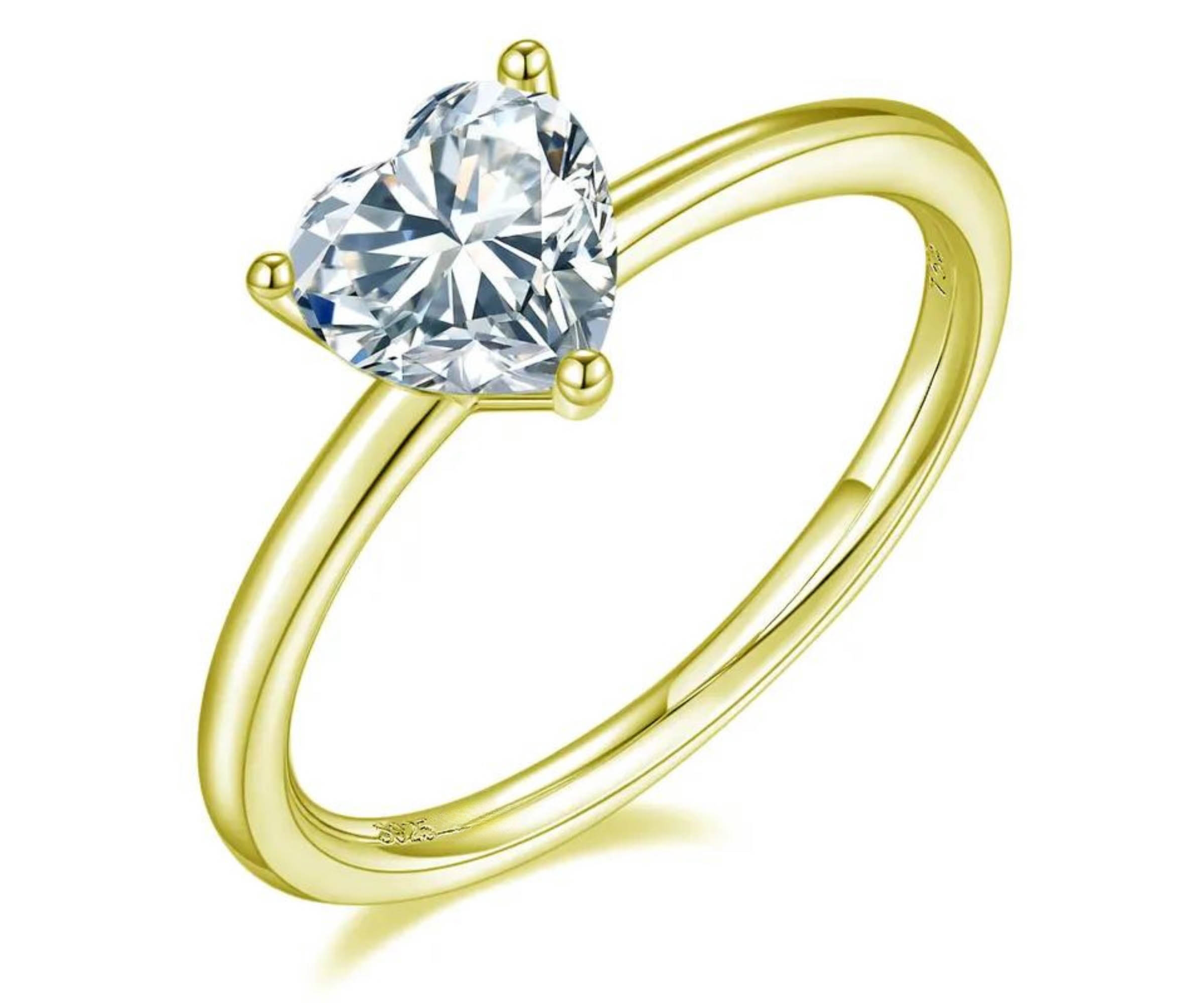 OLIVIE Stříbrný prsten SRDÍČKO GOLD 7403 Velikost prstenů: 8 (EU: 57-58) Ag 925; ≤0,8 g.