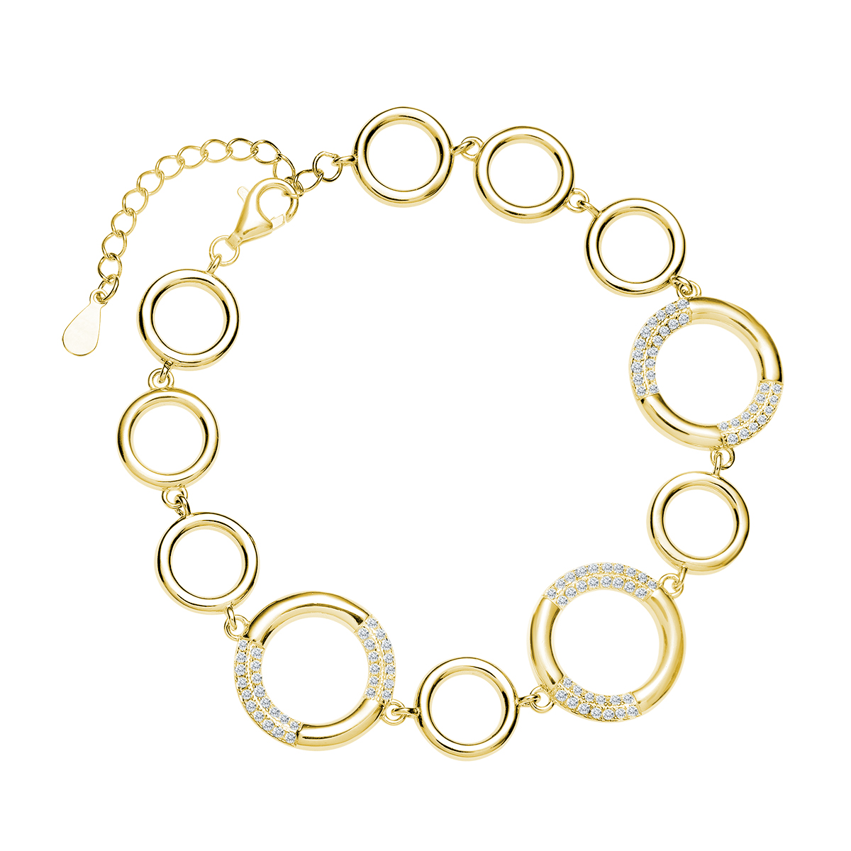 OLIVIE Stříbrný náramek KRUHY GOLD 7451 Ag 925; ≤7,9 g.