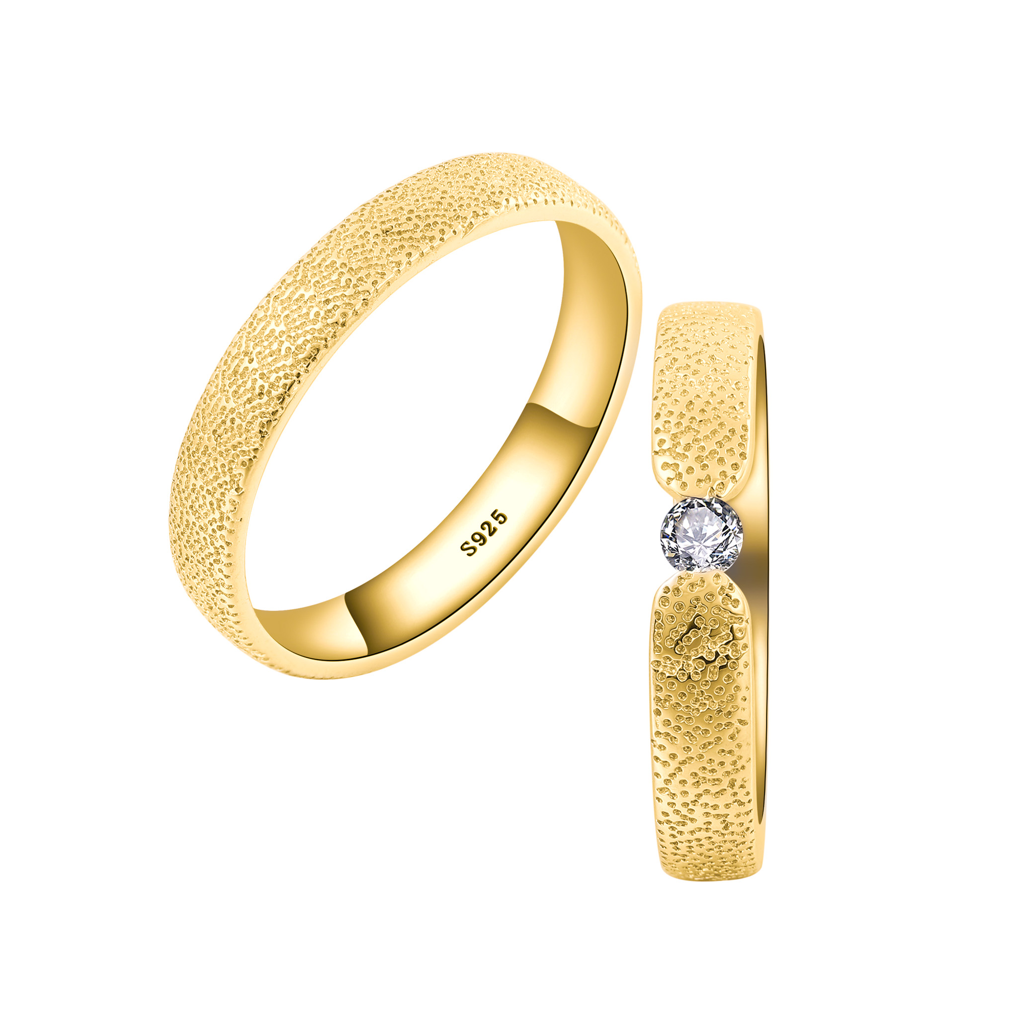 OLIVIE Snubní stříbrný prsten DUET GOLD 7477 Velikost prstenů: 7 (EU: 54-56), Pohlaví: Dámské