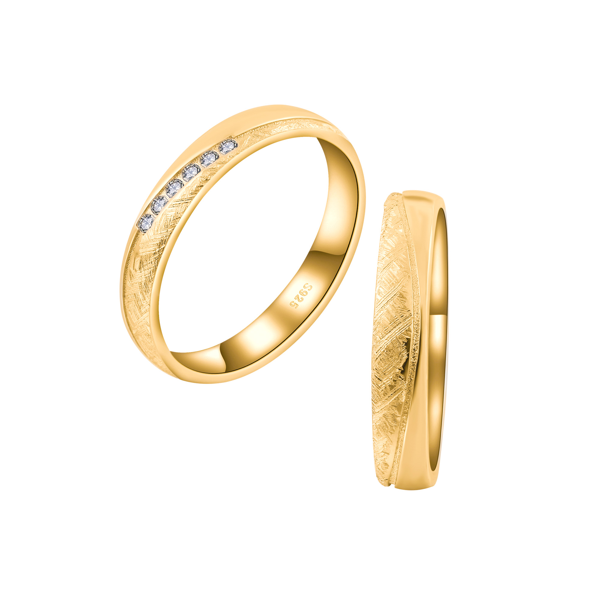 OLIVIE Snubní stříbrný prsten SILVERBOND GOLD 7479 Velikost prstenů: 13 (EU: 71), Pohlaví: Pánské Ag 925; ≤2,3 g.