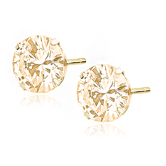 OLIVIE Stříbrné náušnice 8mm CHAMPAGNE 7553 Ag 925; ≤1,7 g.