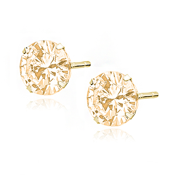 OLIVIE Stříbrné náušnice 7mm CHAMPAGNE 7554 Ag 925; ≤1,1 g.