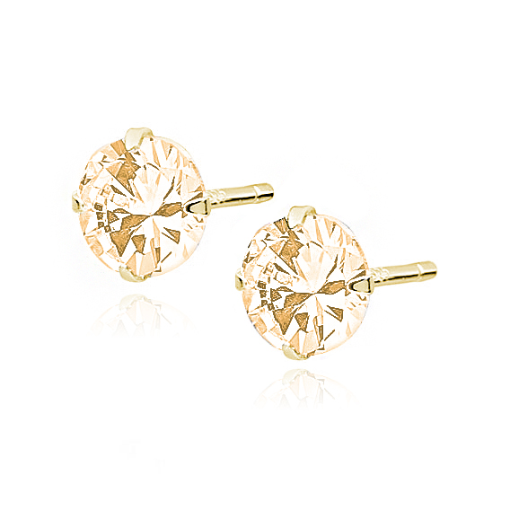 OLIVIE Stříbrné náušnice 6mm CHAMPAGNE 7555 Ag 925; ≤0,8 g.