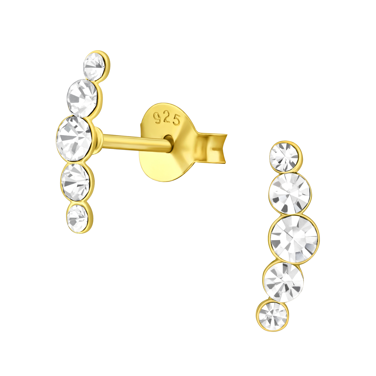 OLIVIE Stříbrné krystalkové náušnice GOLD 7661 Ag 925; ≤0,40 g.
