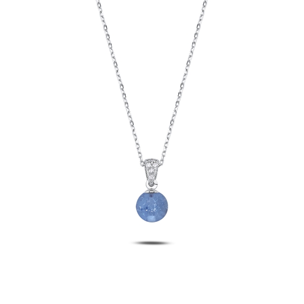 OLIVIE Stříbrný náhrdelník MODRÁ KULIČKA 7696 Ag 925; ≤2 g.