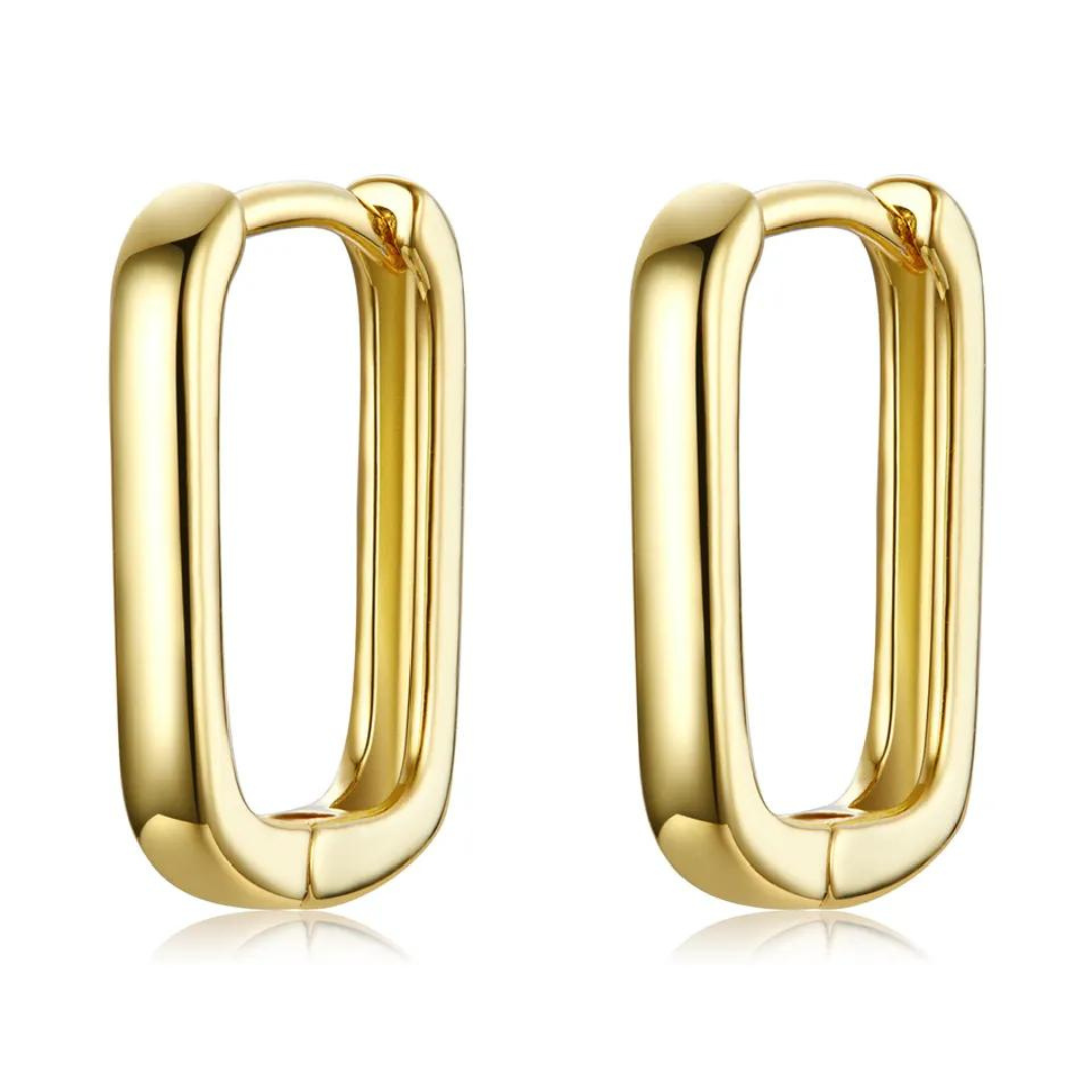 OLIVIE Stříbrné obdélníkové náušnice GOLD 7891 Ag 925; ≤1,5 g.