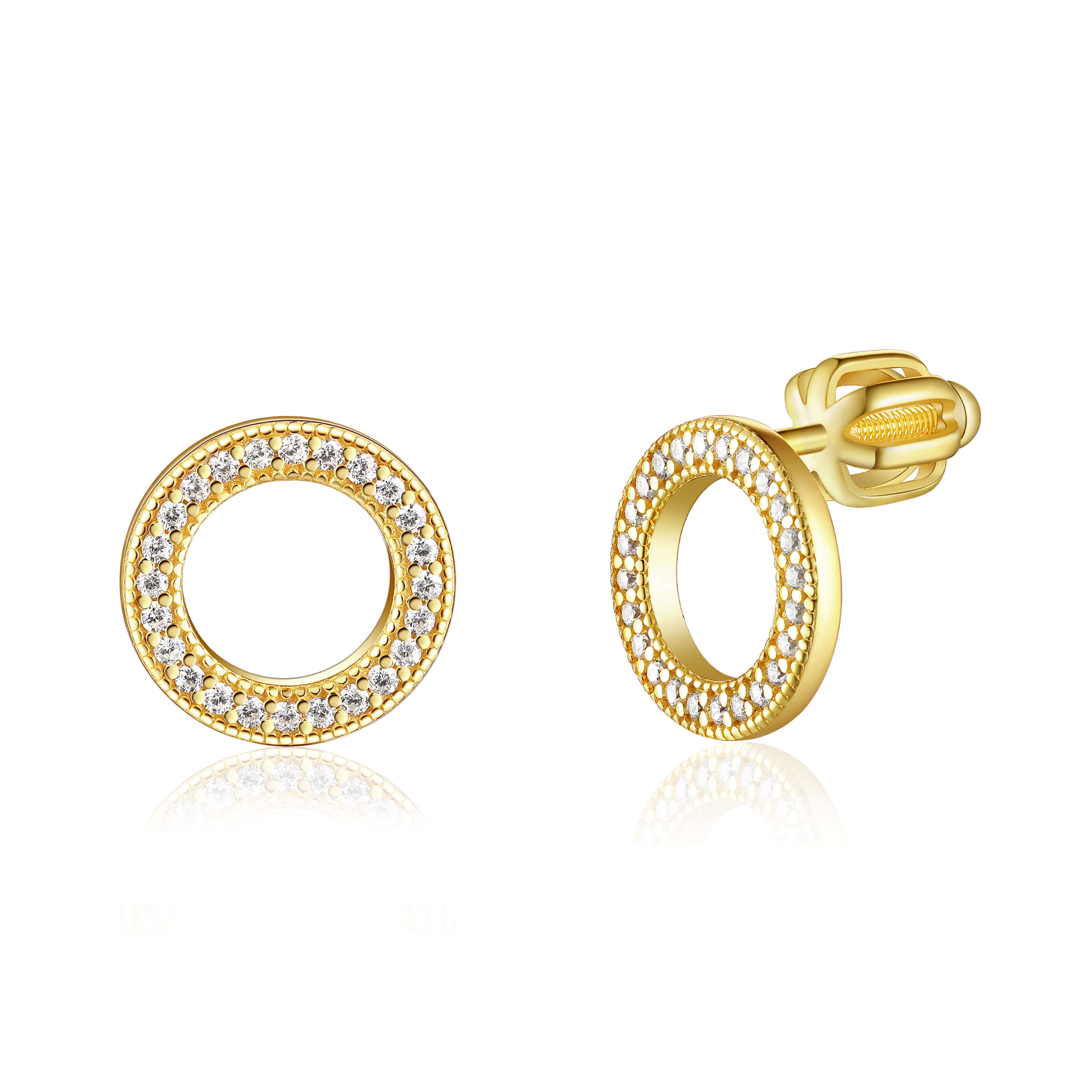 OLIVIE Stříbrné náušnice KRUH GOLD 7938 Ag 925; ≤2 g.