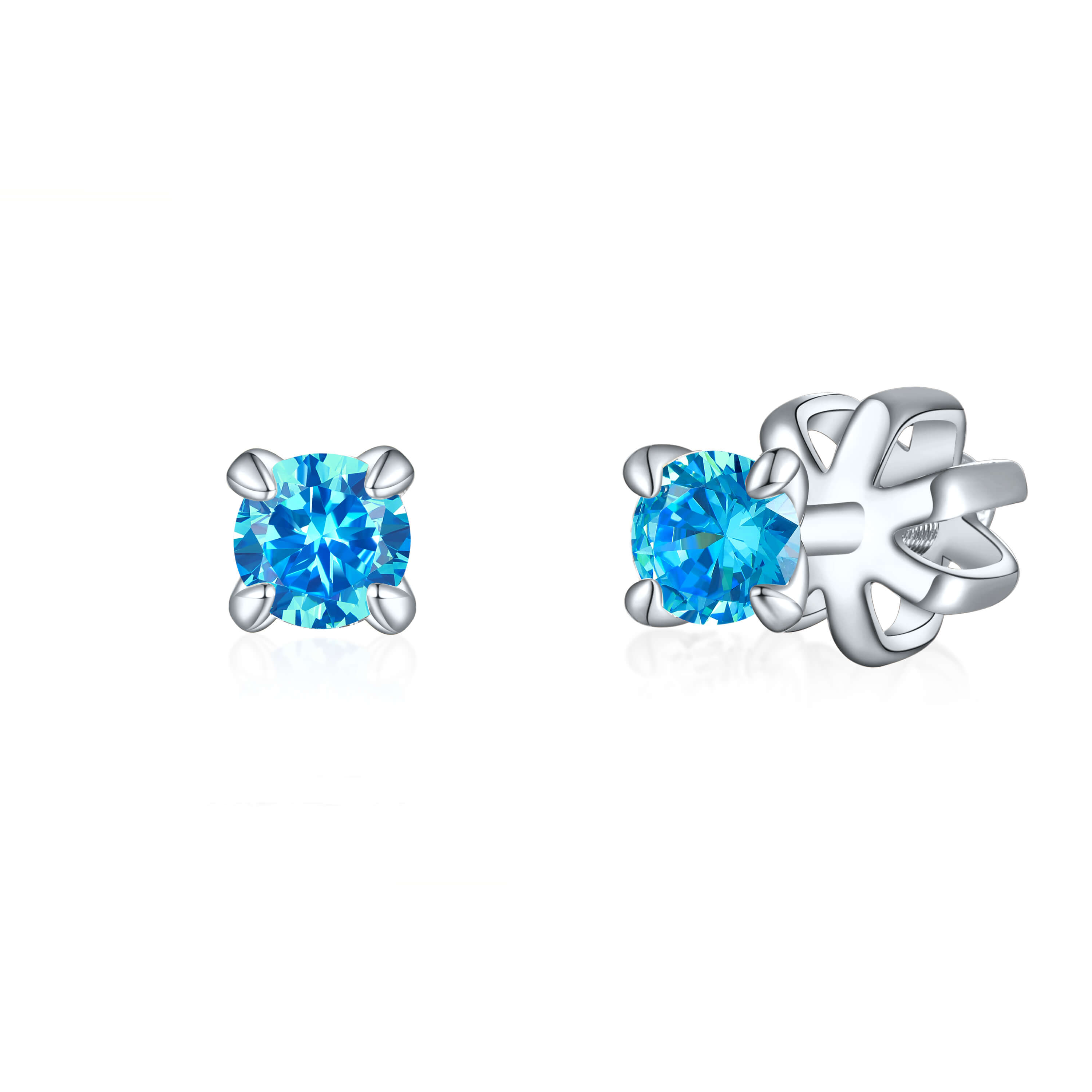 OLIVIE Stříbrné 4mm náušnice PIPPI BLUE 7952 Ag 925; ≤1 g.